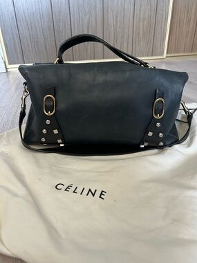 Celine Dark Grey Leather Top-Handle Shoulder Bag